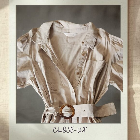 LC Lauren Conrad Tan Linen Blend Fit & Flare Shirt Dress | 2X - Picture 3 of 4